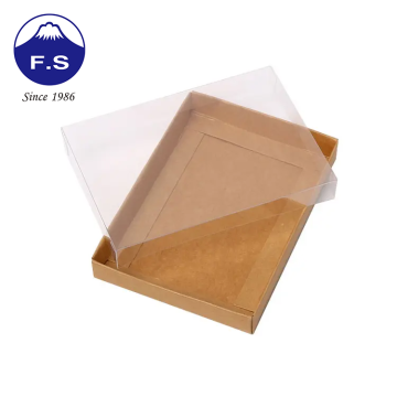 Caixas de papel Kraft dobradas com tampa transparente