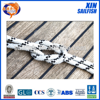 3 strand white color with blue mark line dacron polyester rope