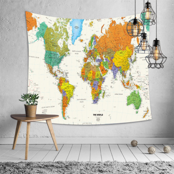 Map Wall Tapestry Detailed World Map Globe Tapestry Wall Hanging for Livingroom Bedroom Dorm Home Decor