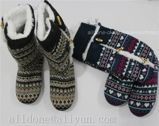 Ladies Women′s Warm Knitted Comfortable Indoor Slipper Boots