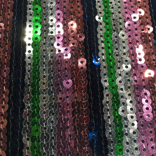 New Stripe Design Multicolor Sequin Embroidery Fabric