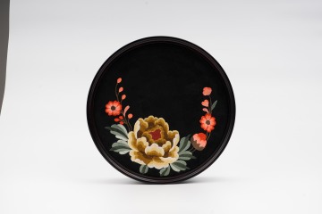 Embroidered Peony Round Wooden Storage Box