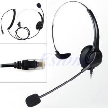 4-Pin RJ11 Monaural Corded Operator Call Center Telephone Headset Headphone BK