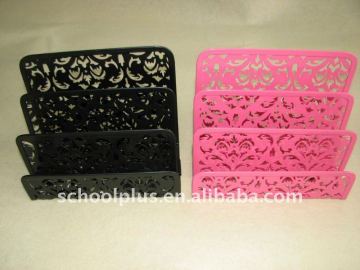 Colorful Flower Pattern Carved Metal Mesh letter holder/document tray/file holder