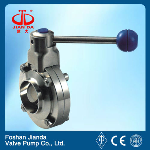 Stainless steel sanitary welded astm butterfly valve