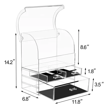 Large Layered Clear Acrylic Makeup Organizer - Cosmetics Storage Box
