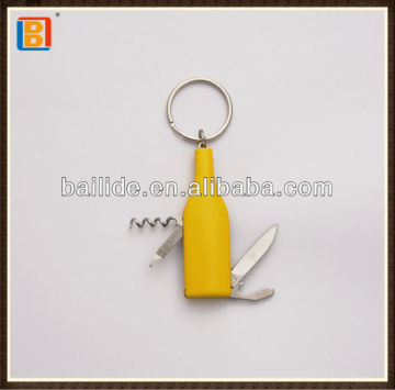 2017 Hot Selling 4 In1 Bottle Shape Multi Gift Key Ring Knife