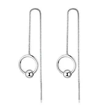 Stainless steel long chain drop earrings