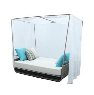 Cama de día de patio de mimbre de ratán con dosel - muebles de exterior