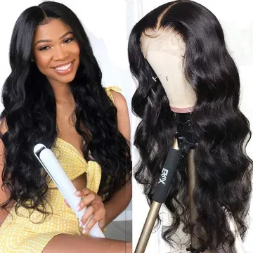 Body wave 4*4 lace closure wig 100% human hair wig unprocessed virgin human hair for black woman