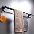 Space aluminum spray black matt black double-bar towel rack wall-mounted with hook