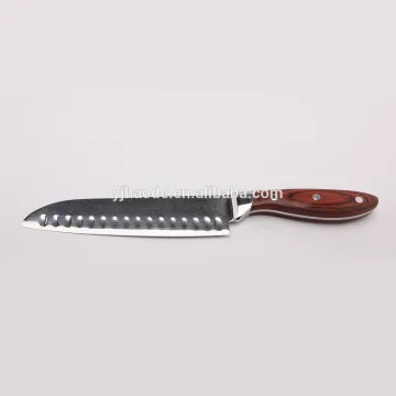Low MOQ wholesale price Japanese style VG10 damascus steel santoku knife with wooden handle