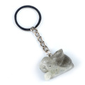 Labradorite Handmade Craved 1.0 Inch Rabbit Pendant Keychain