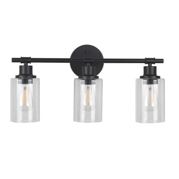 Indoor Living Room Glass Fashionable Vanity Light Modern 3-light Black Indoor Entryway Vanity Light Manufactory