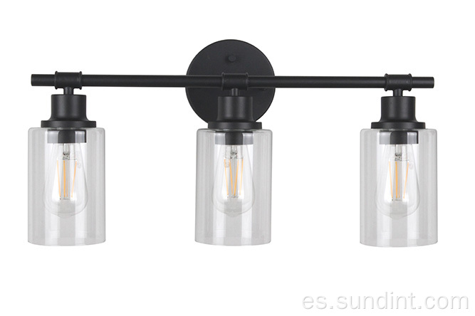 Luz de tocador de entrada de interior negro de 3 luces moderna de 3 luces