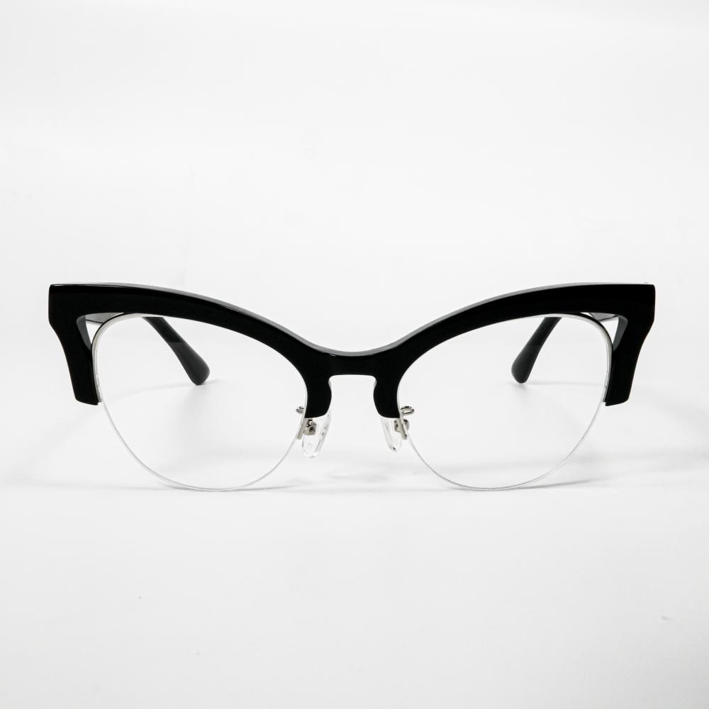 Oversized Black Women'S Cateye Half Rim Glasses Frames