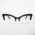 Oversized Black Women&#39;s Cateye Half Rim Glasses frames