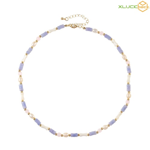 18k Gold Plated purple agate freshwater pearl Necklace