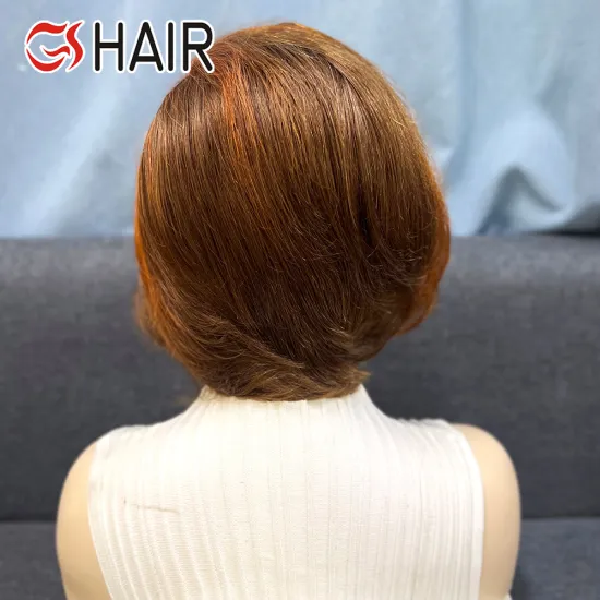 GS Fashion Pixie Bob Short Wigs - Natural Straight Curly Human Hair Wig for Women