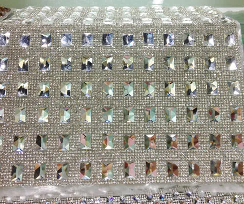 Hot-Fix Rectangle Rhinestone Mesh Trimming, Diamante Net
