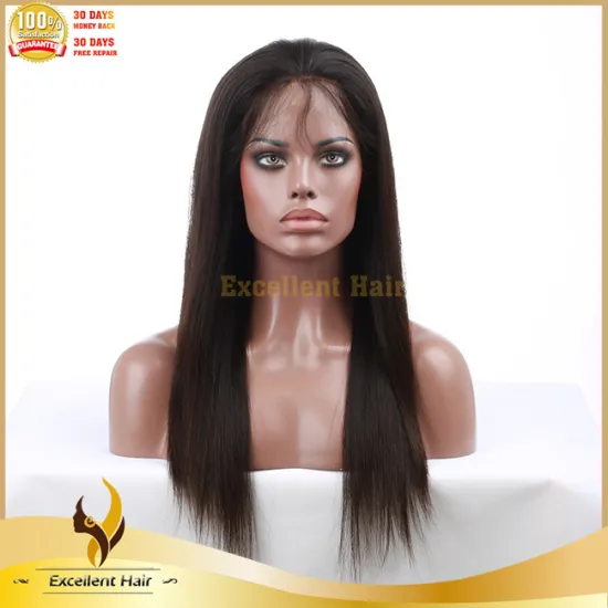 Machine sewn Malaysian 100% virgin human hair large head size high end full lace wigs