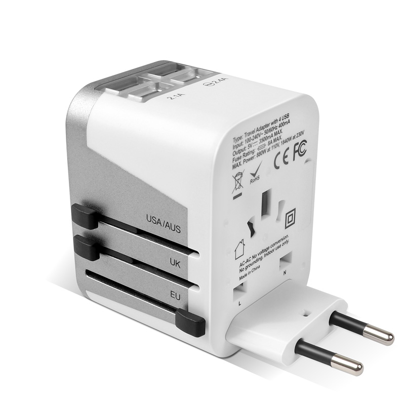 4 USB Port EU/UK/US/AU Plug Universal Travel Adapter