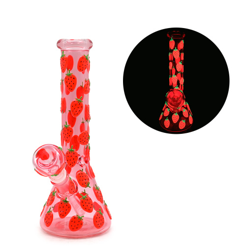 Pink glow strawberry Glass Bong