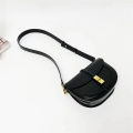 High quality saddle genuine leather crossbody black bag