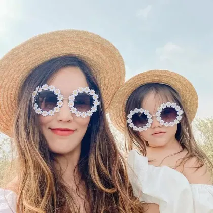 Cute Flower Sunglasses for Kids - Feirong Vintage UV400 Toddler Shades