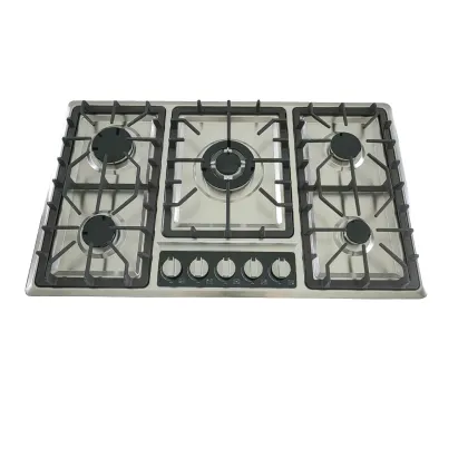 High-Efficiency 5 Burner Gas Stove - Smoke-Free Desktop Gas Stove for Household Use