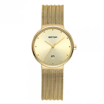 SILVER AND MOTHER OF PEARL WOMEN'S WATCH WITH MESH BAND