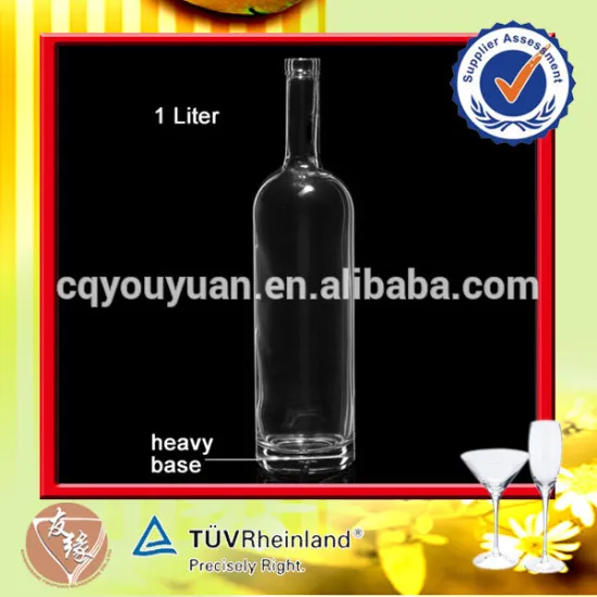 Fancy empty cylinder shape 1 liter liquor bottle