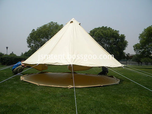 Zipped groundsheet bell tents