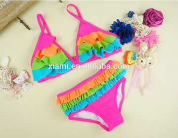 High quality modeling style colorful ruffle sexy Baby Swimming Wear