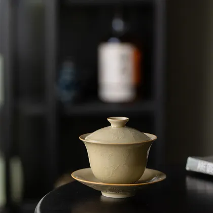 Jingdezhen Ding Ware Yellow Sancai Gaiwan Tea Cup