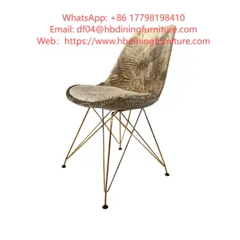 Dining Furniture Velvet Upholstered Restaurant Chair Europe Modern Design Gold Plated Legs Padded Restaurant Chairs