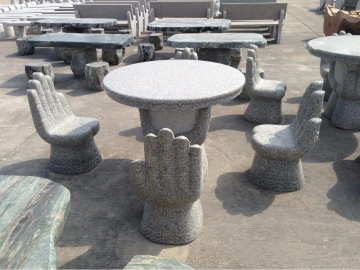 round granite table with cute stools,granite park bench