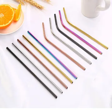 Stainless Steel Rainbow Colored 304 Metal Straws Drinking