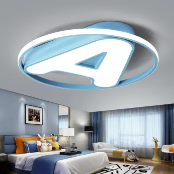 Modern Iron Cartoon Letter Surface-Mounted Decorative LED Ceiling Lamp for Kids' Bedroom