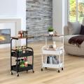 3-Layers Utility Rolling Cart with Wooden Board