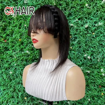GS Hair Real Human Hair Bang Pieces Topper for Women - Natural Straight Virgin Hair with Bangs Clip-In Hairpiece