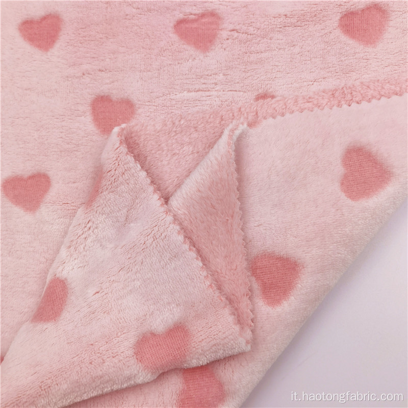 Elegante tessuto in flanella lavorata a maglia in poliestere con fiori rosa tagliati