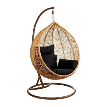 Outdoor Rattan Wicker Hanging Egg Swing Chair with Metal Stand