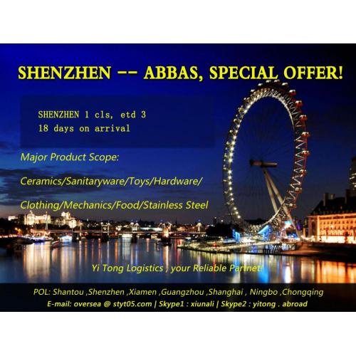 Shenzhen Sea Freight to Bandar Abbas