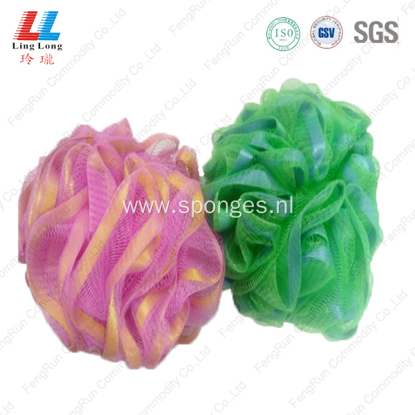 Ribbon mesh round body exfoliating sponge