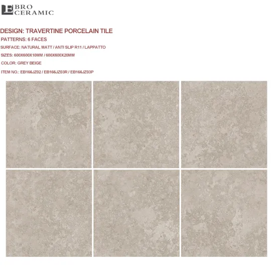 3D Travertine Look Patio and Balcony Matt Finish Floor Tiles