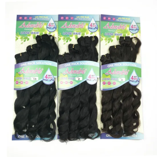 Wholesale Cheap Loose Wave 4pcs Synthetic Hair wtih Braid 18" to 22" in a pack