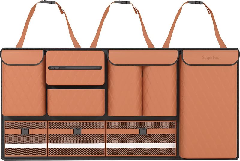PU Leather Foldable Car Backseat Hanging Organizer