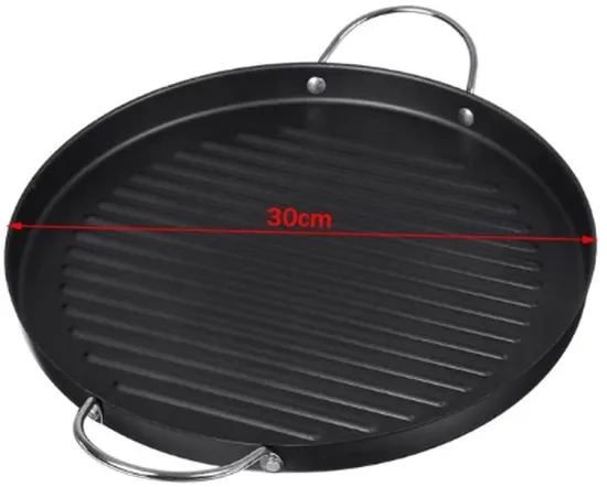 Non-Stick Barbecue Plate - Round Black Marble Fry Pan for Outdoor Picnic and Barbecue