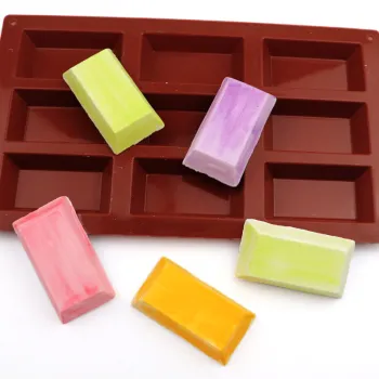 036 Factory Stock 9 Hole Trapezoid Silicone Cake Mold: DIY Soap, Handmade Crafting, and Reusable Mold for Cakes and Wax Candles